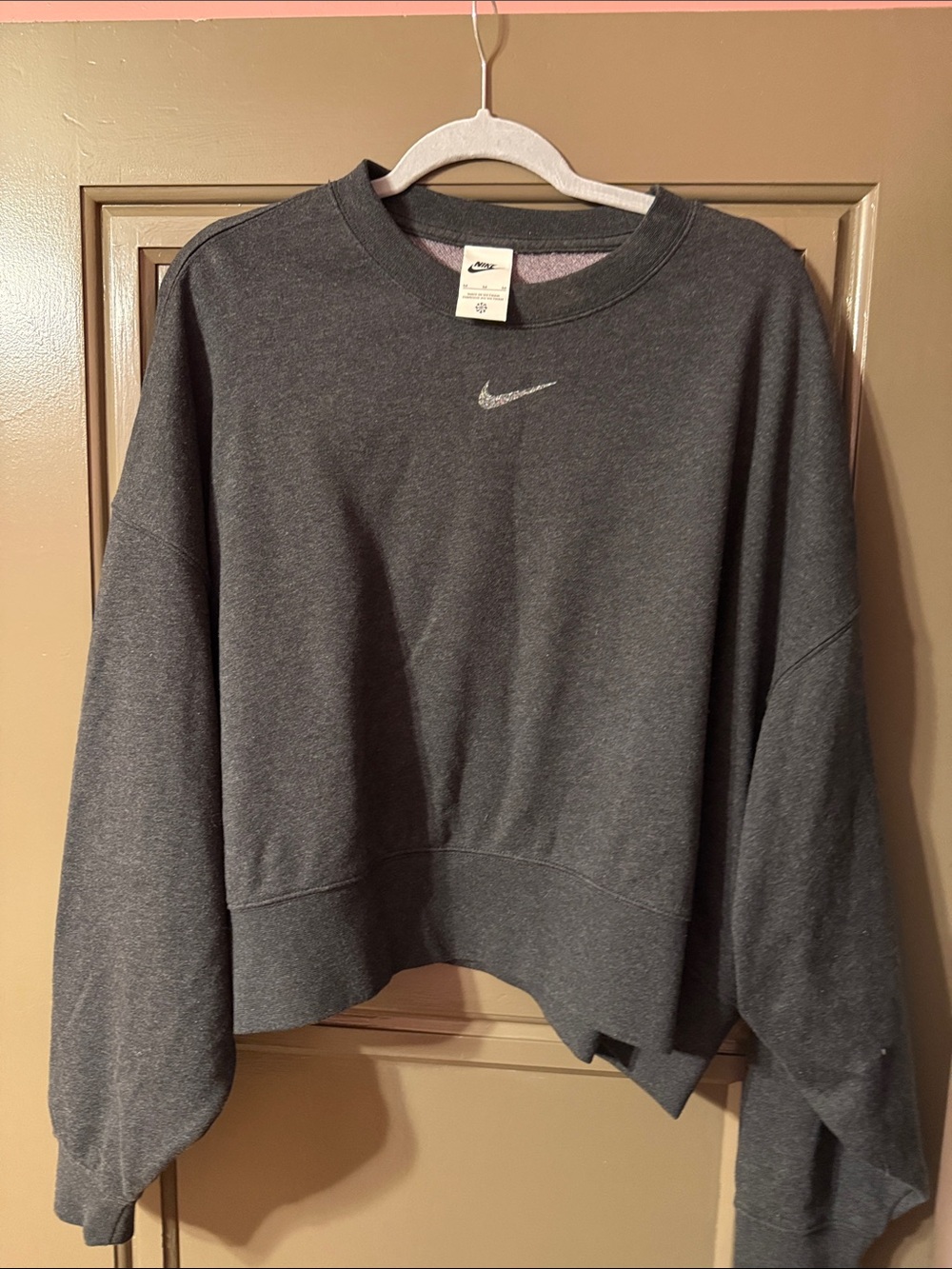 Nike Women's Charcoal Gray Cropped Phoenix Sweatshirt